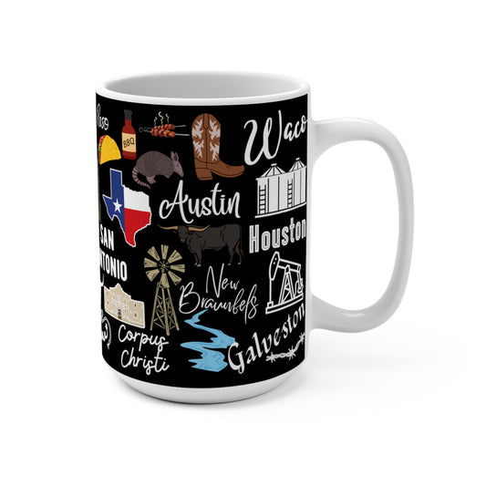 All Things Texas (Black) Coffee and Tea Ceramic Mug