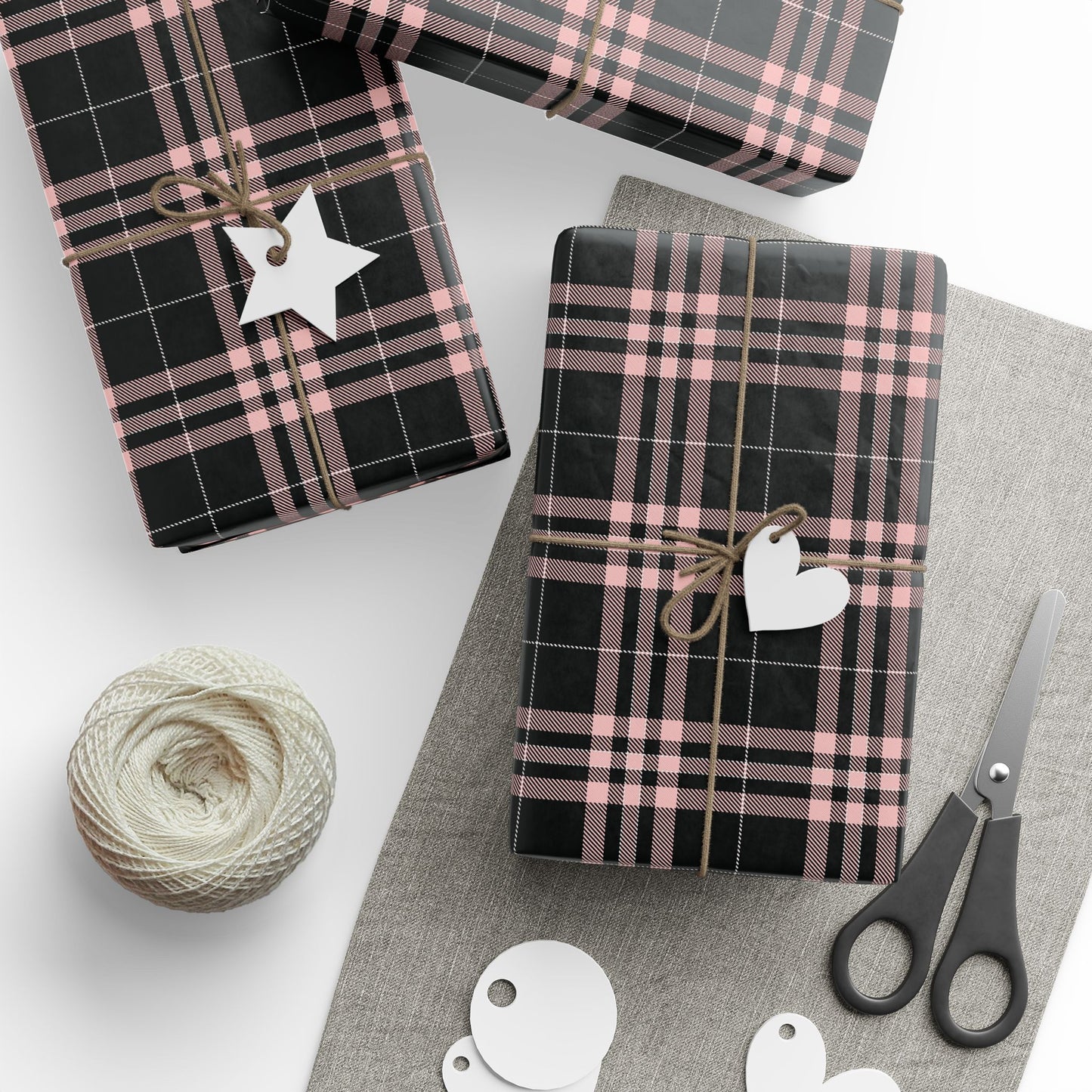 Pink and Black Plaid Gift Wrap