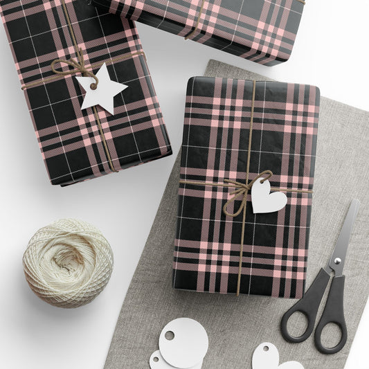 Pink and Black Plaid Gift Wrap