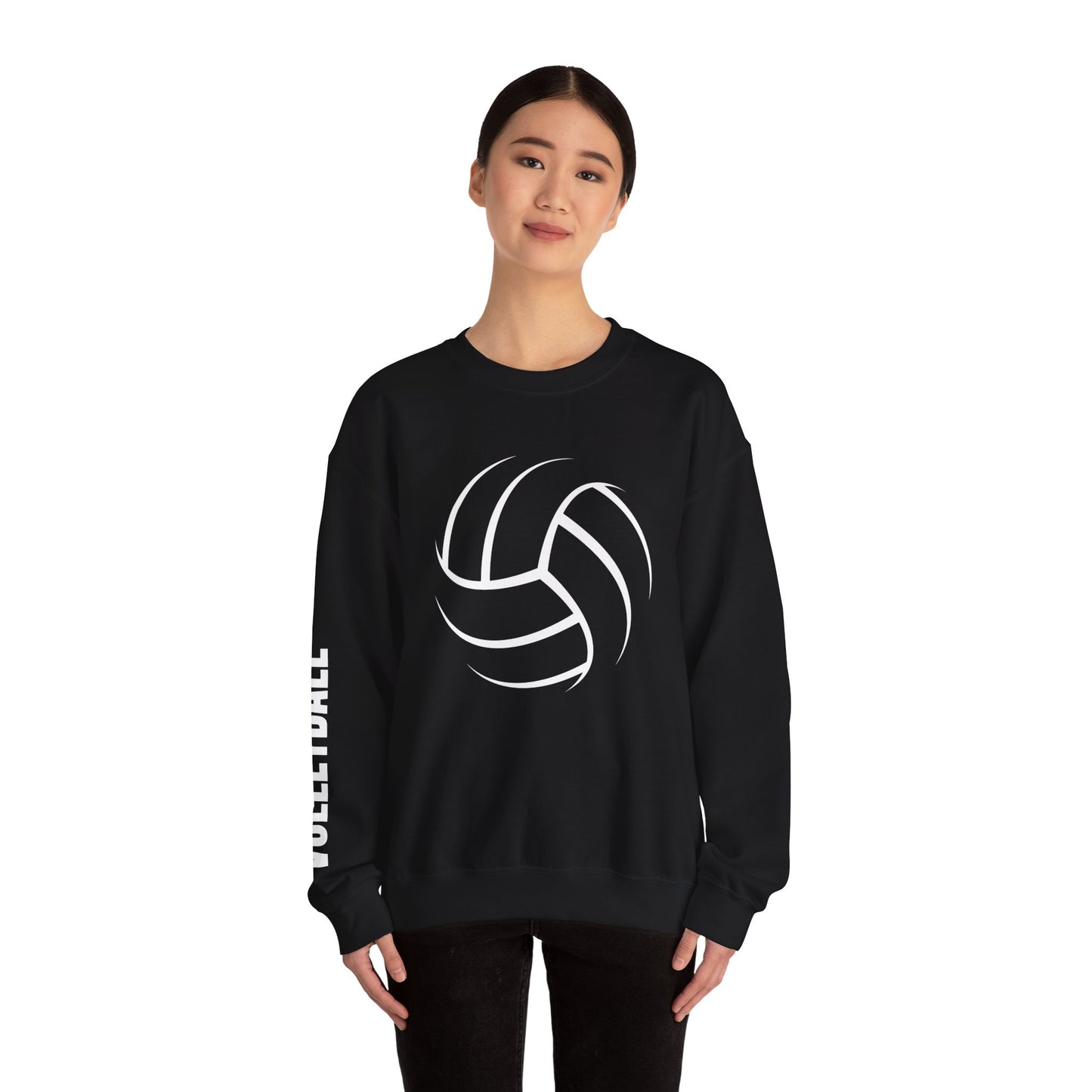 Volleyball Crewneck Sweatshirt with Sleeve Print