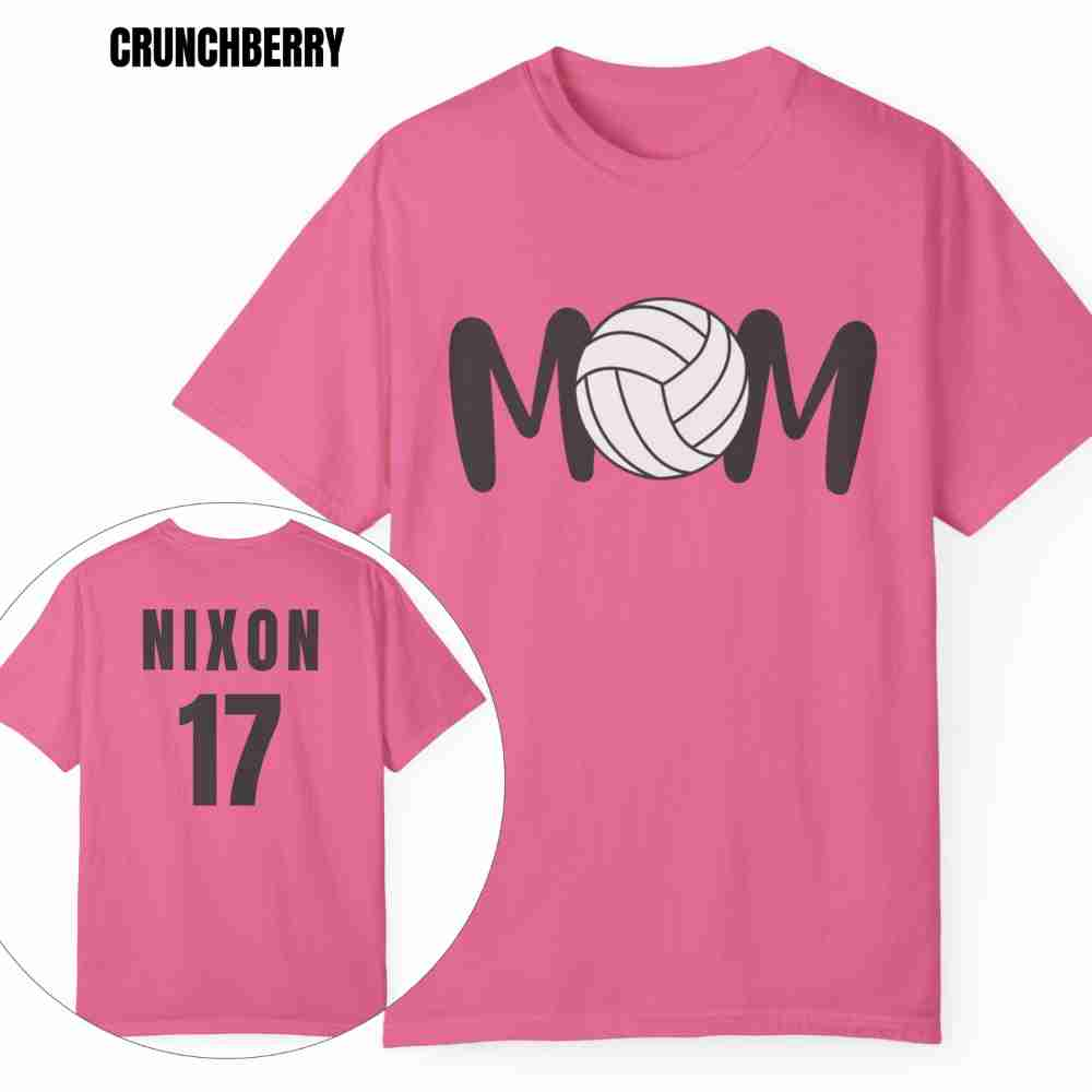 Custom MOM Volleyball Tee with Personalized Name and Number on Back