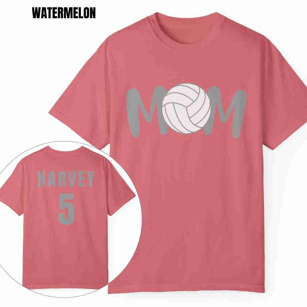 Custom MOM Volleyball Tee with Personalized Name and Number on Back