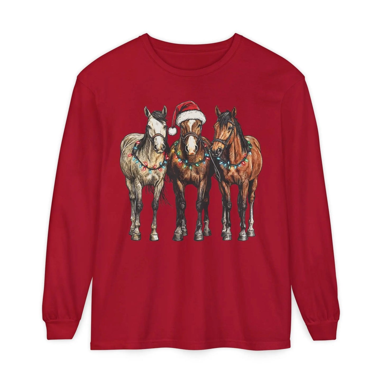 Christmas Horse Long Sleeve Shirt Printify