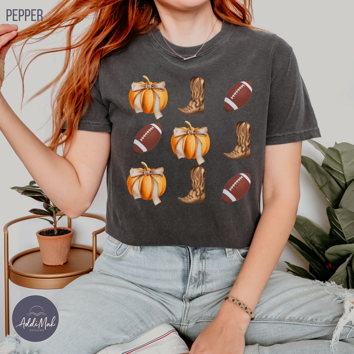 Football Pumpkins Coquette T-shirt