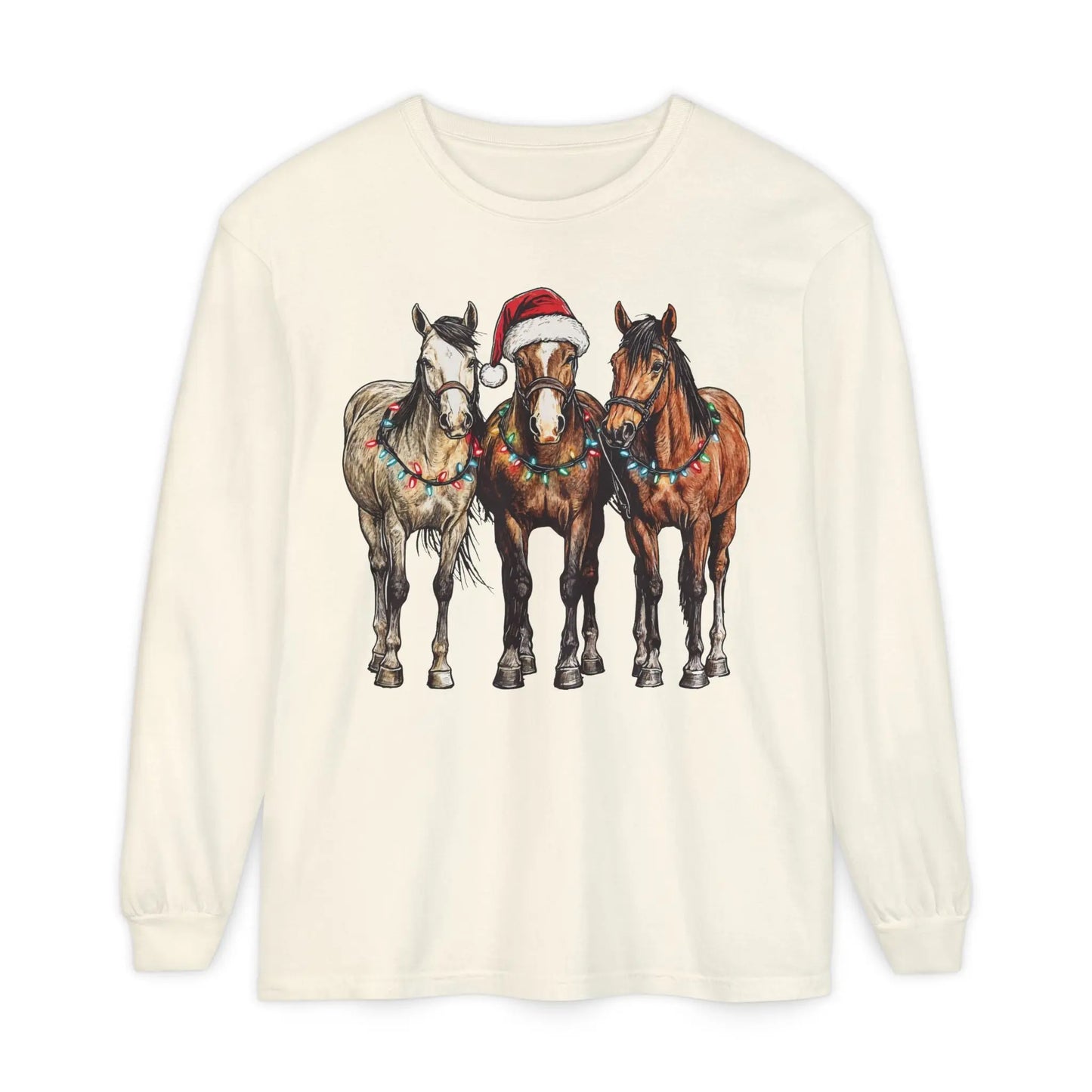 Christmas Horse Long Sleeve Shirt Printify