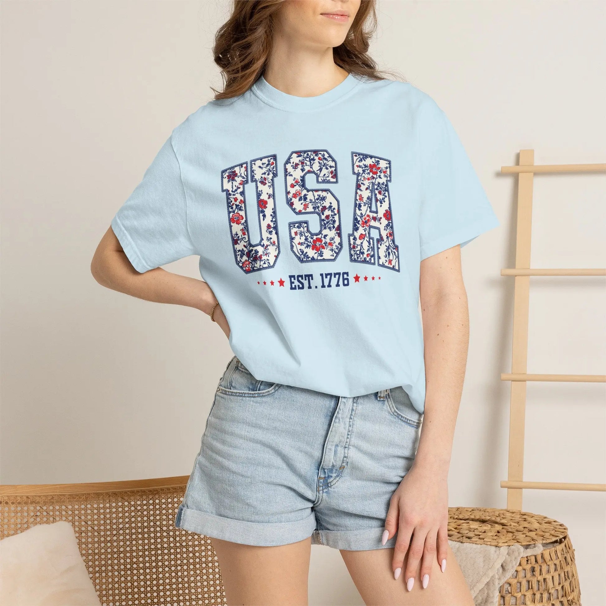 Floral USA Graphic T-Shirt Printify