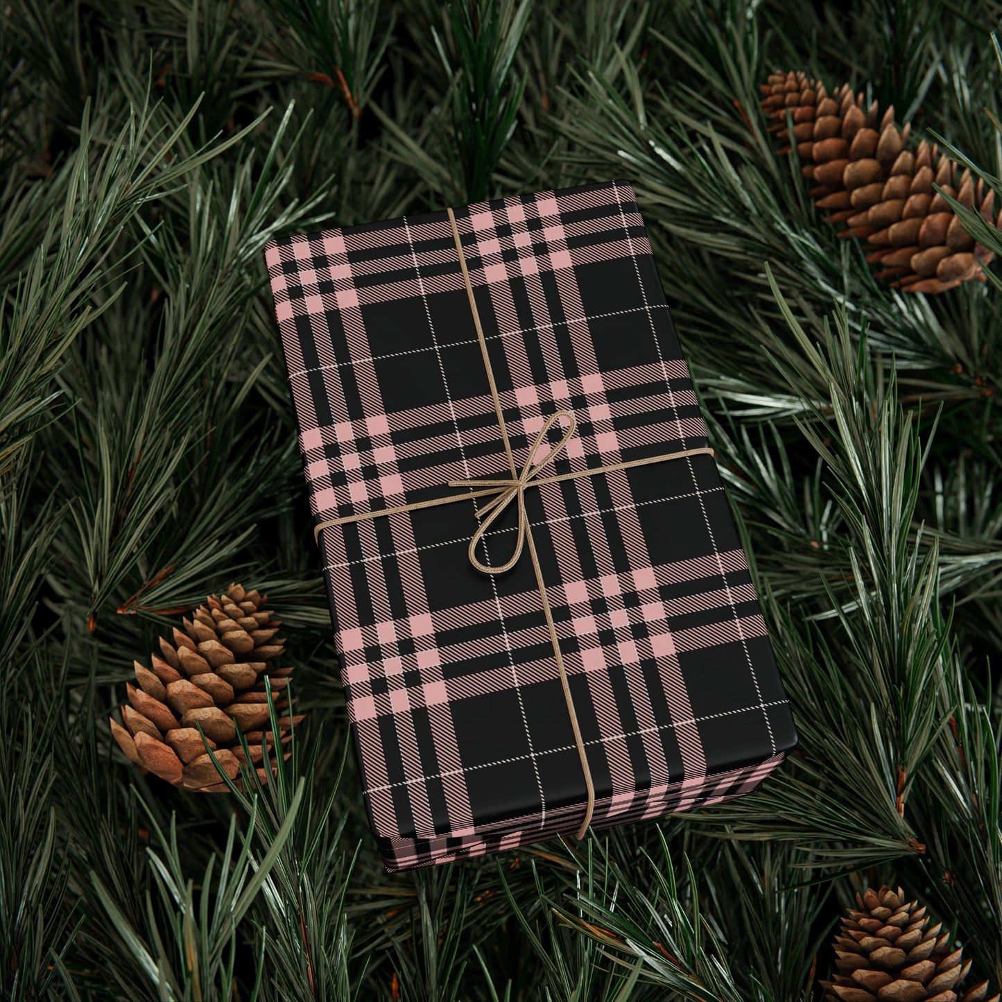 Pink and Black Plaid Gift Wrap