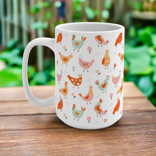 Chickens and Flowers 2 Coffee and Tea Ceramic Mug