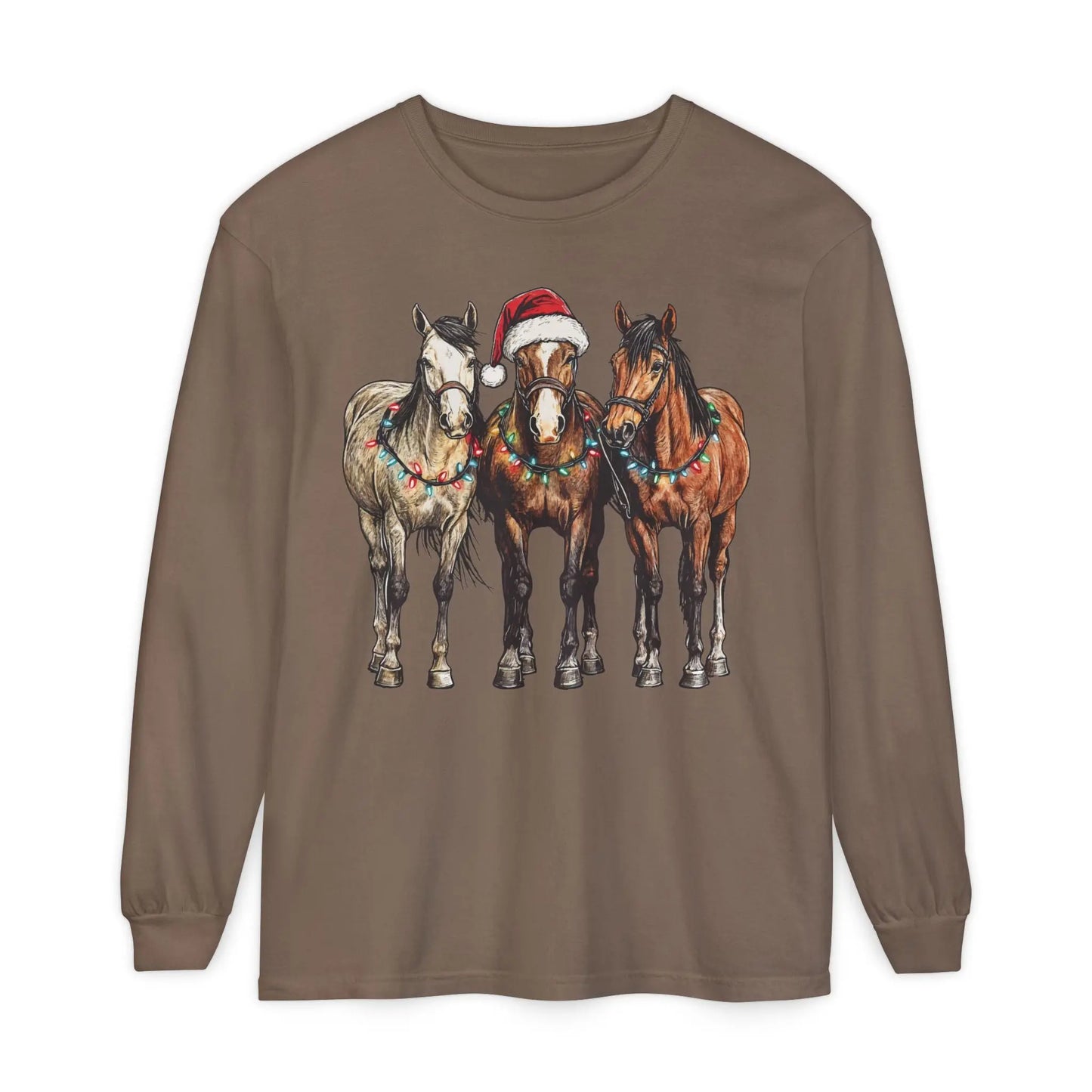 Christmas Horse Long Sleeve Shirt Printify