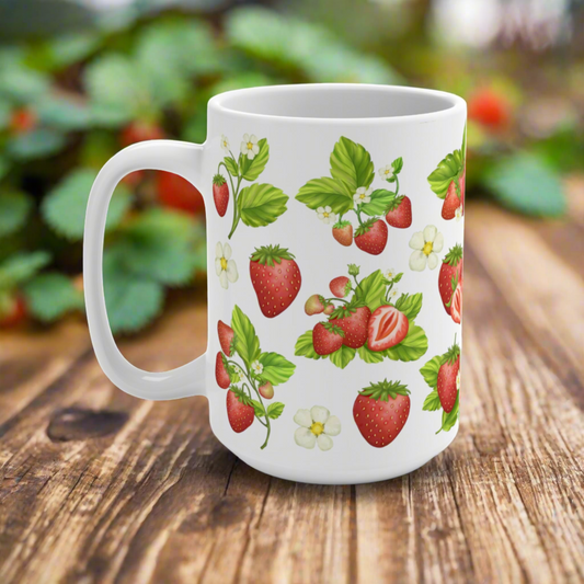 Strawberry Pattern Ceramic Coffe and Tea Mug