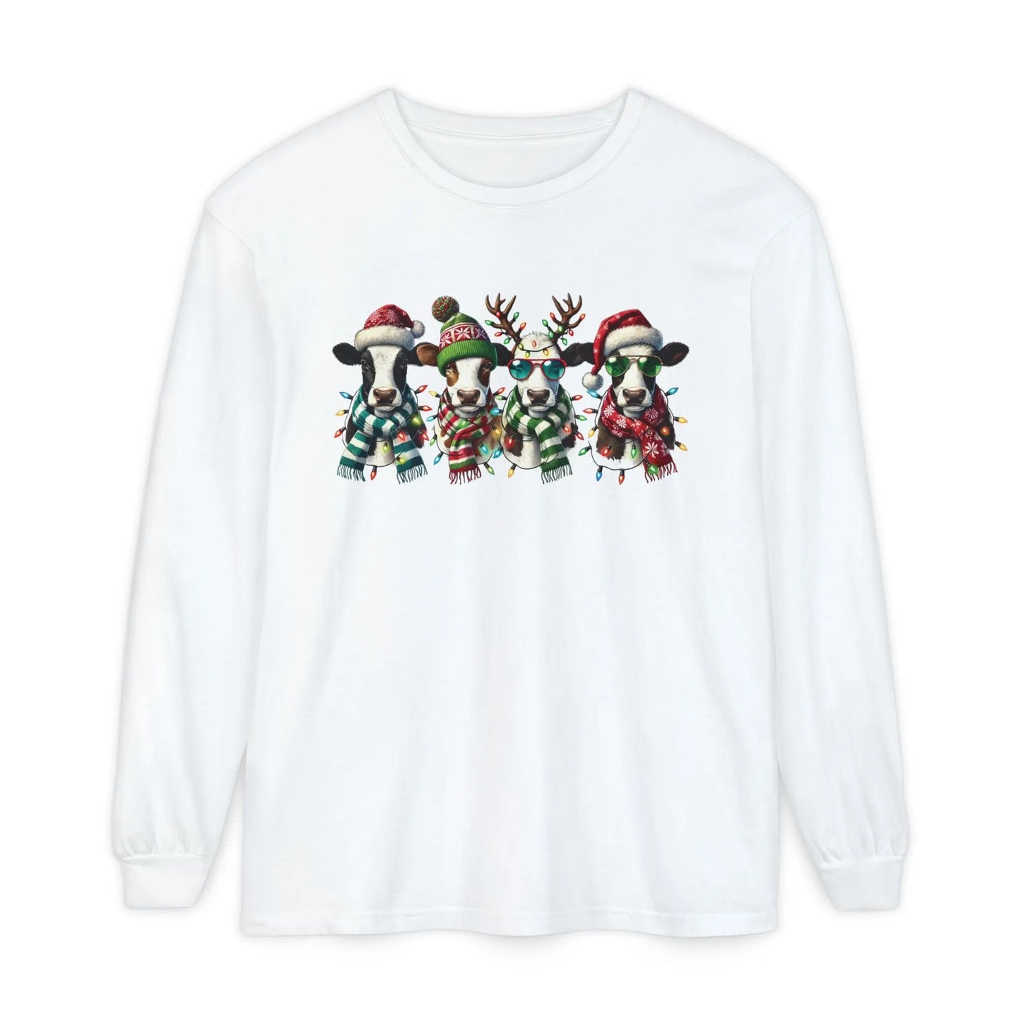 Christmas Cows Long Sleeve T-Shirt Printify