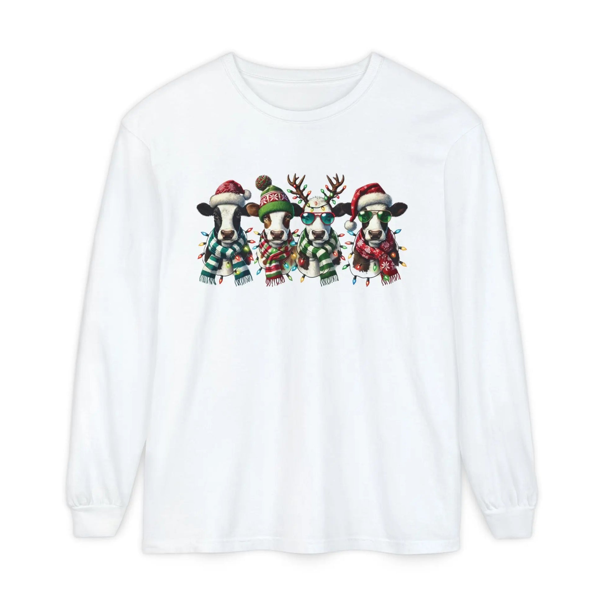 Christmas Cows Long Sleeve T-Shirt Printify