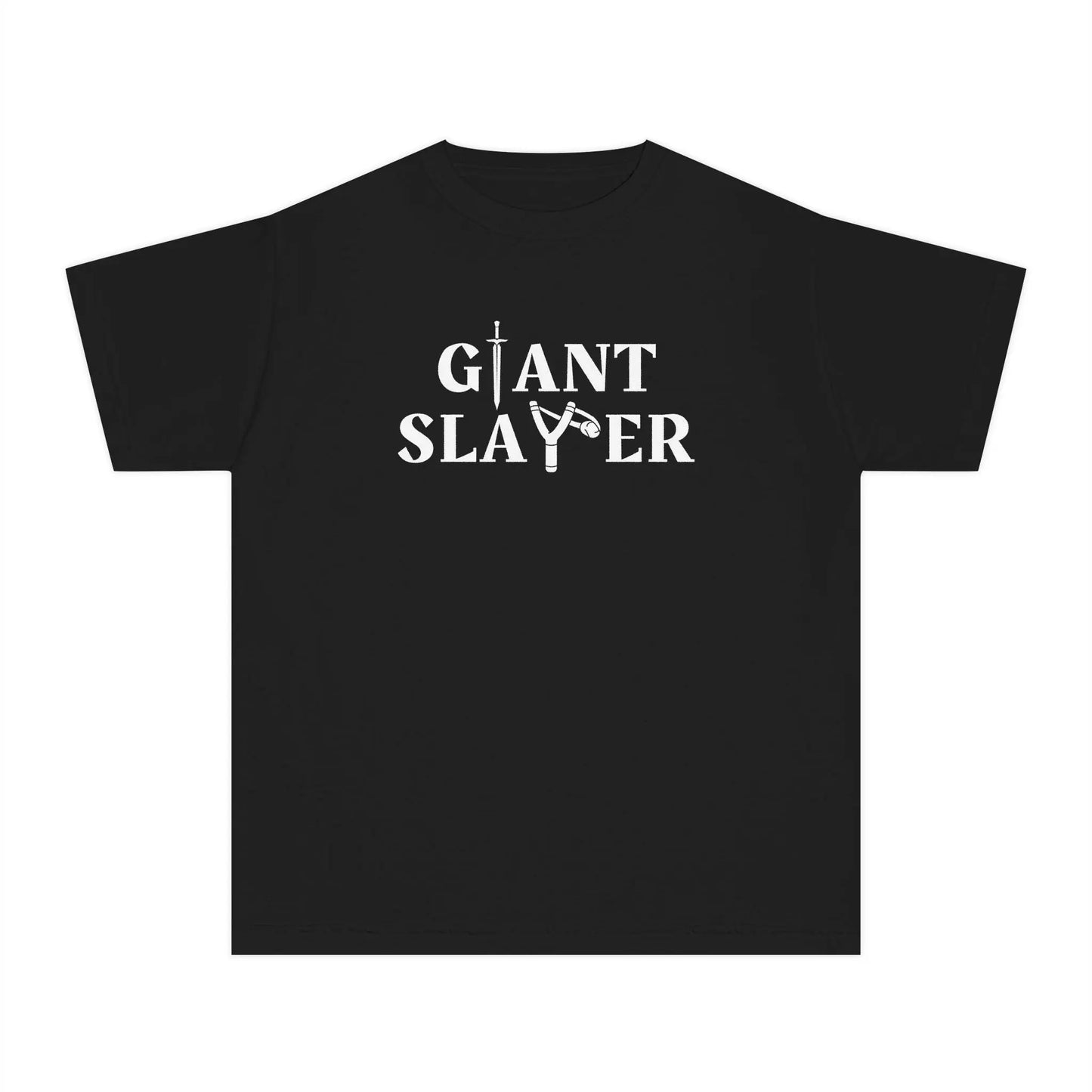 Giant Slayer Youth Shirt, Biblical Inspiration Tshirt, Gift for Kids, Warrior Tee, Popular Christian Childrens T-Shirt, Bible Verse Shirt Printify