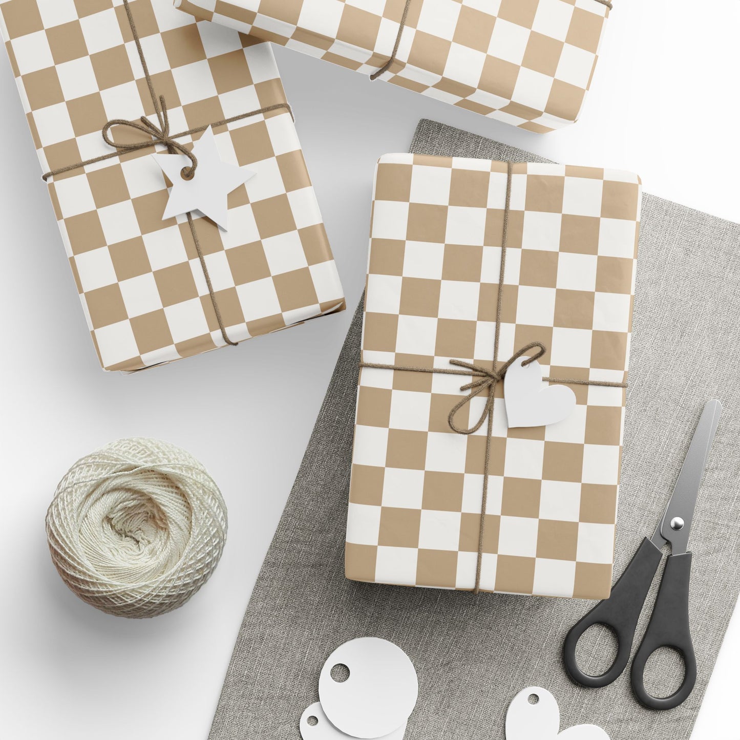 Neutral Chic Checkered Wrapping Paper