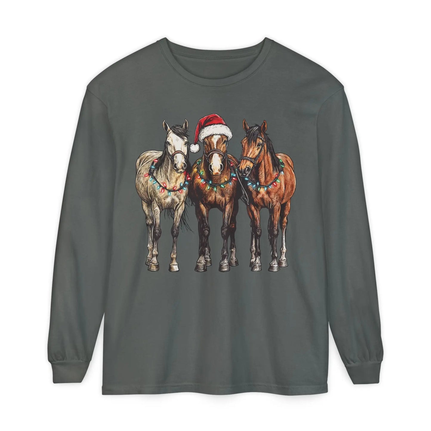 Christmas Horse Long Sleeve Shirt Printify