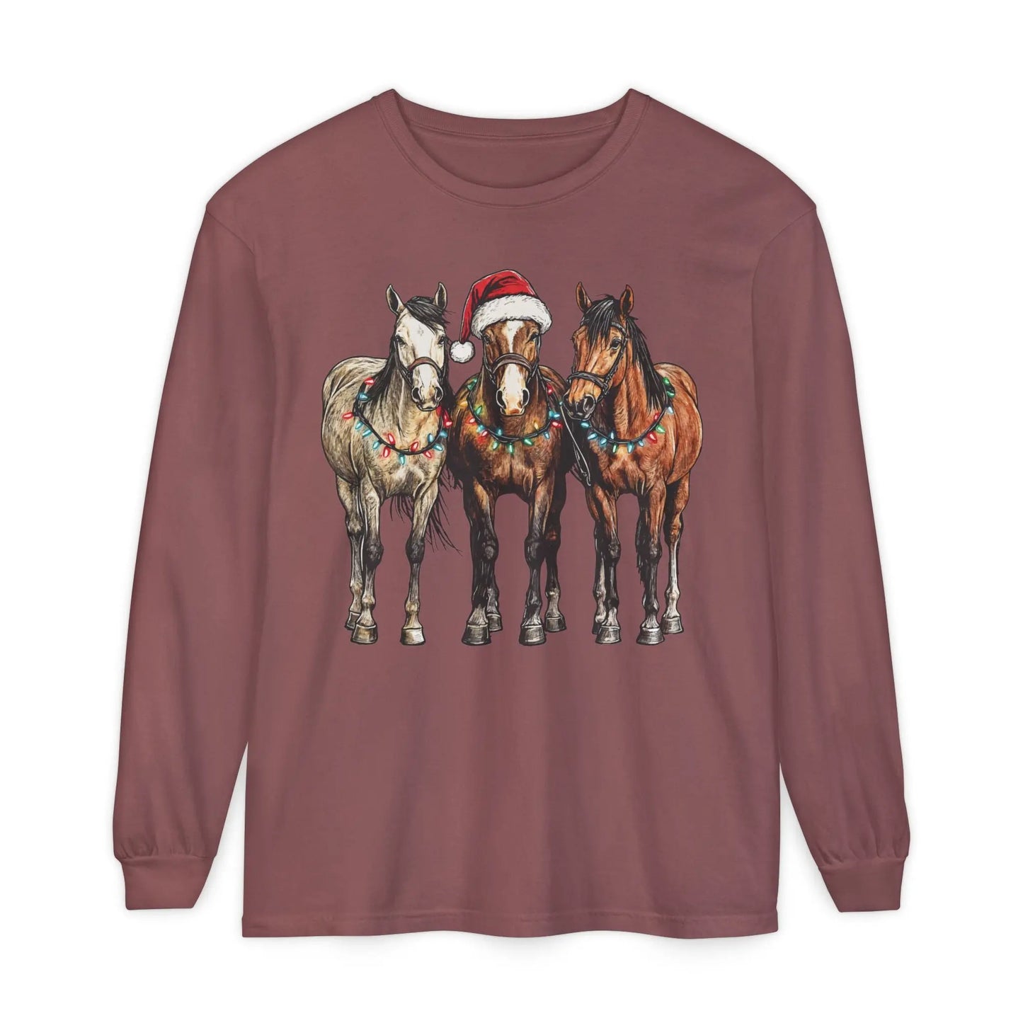 Christmas Horse Long Sleeve Shirt Printify
