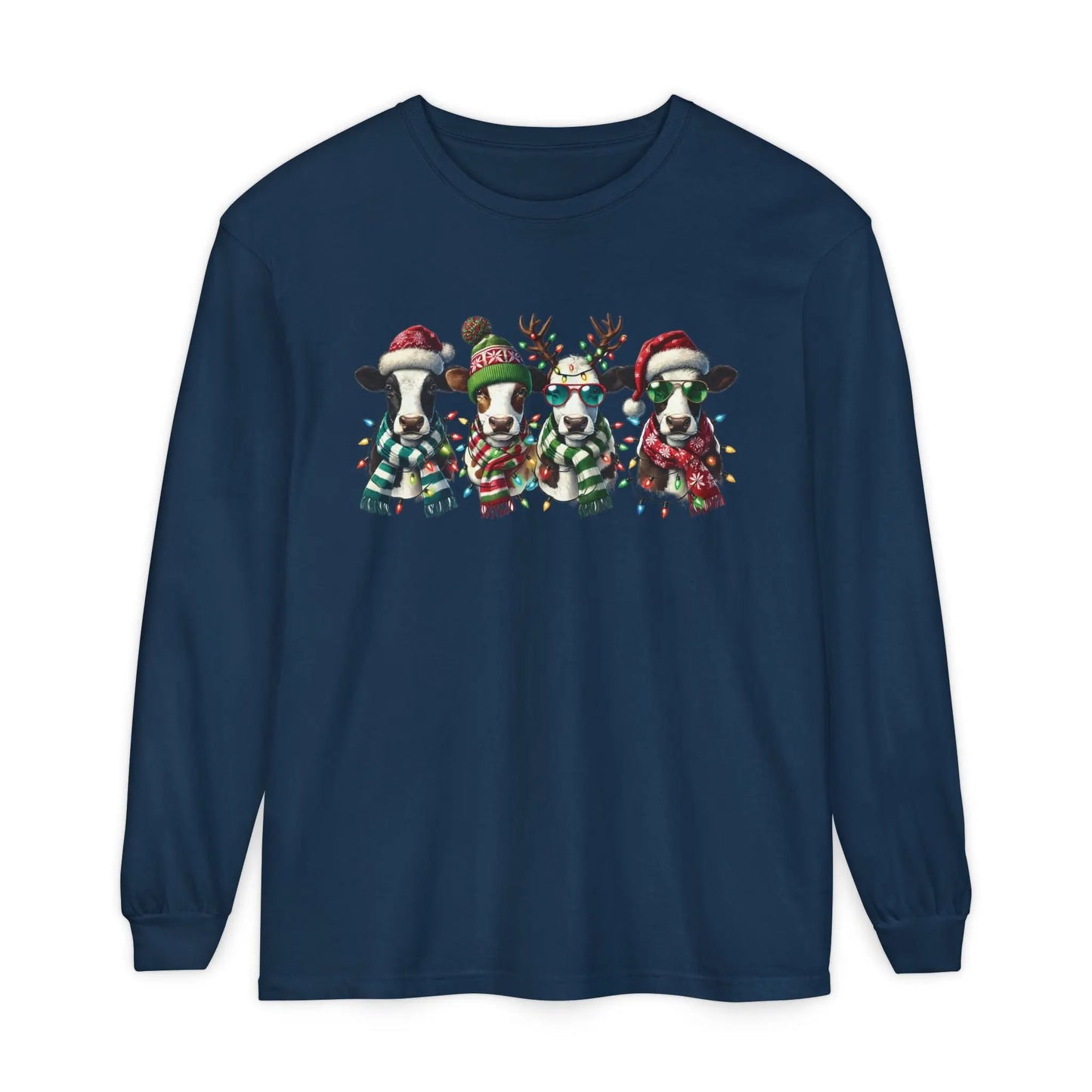 Christmas Cows Long Sleeve T-Shirt Printify