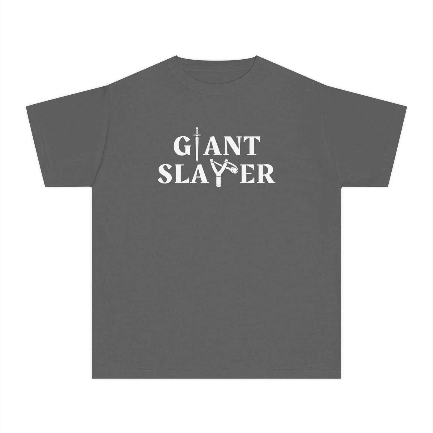 Giant Slayer Youth Shirt, Biblical Inspiration Tshirt, Gift for Kids, Warrior Tee, Popular Christian Childrens T-Shirt, Bible Verse Shirt Printify