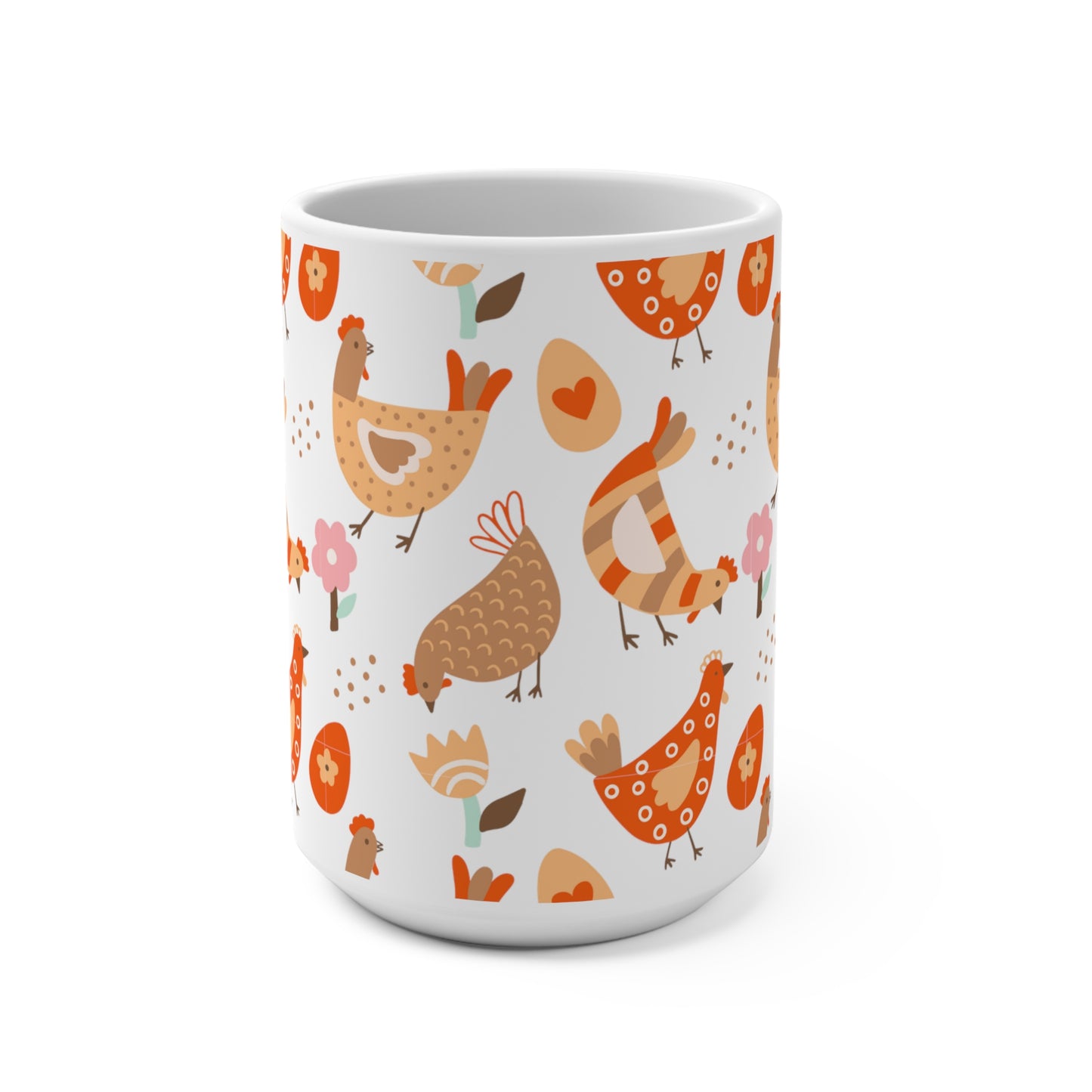 Chickens Flowers and Eggs Ceramic Coffee and Tea Mug