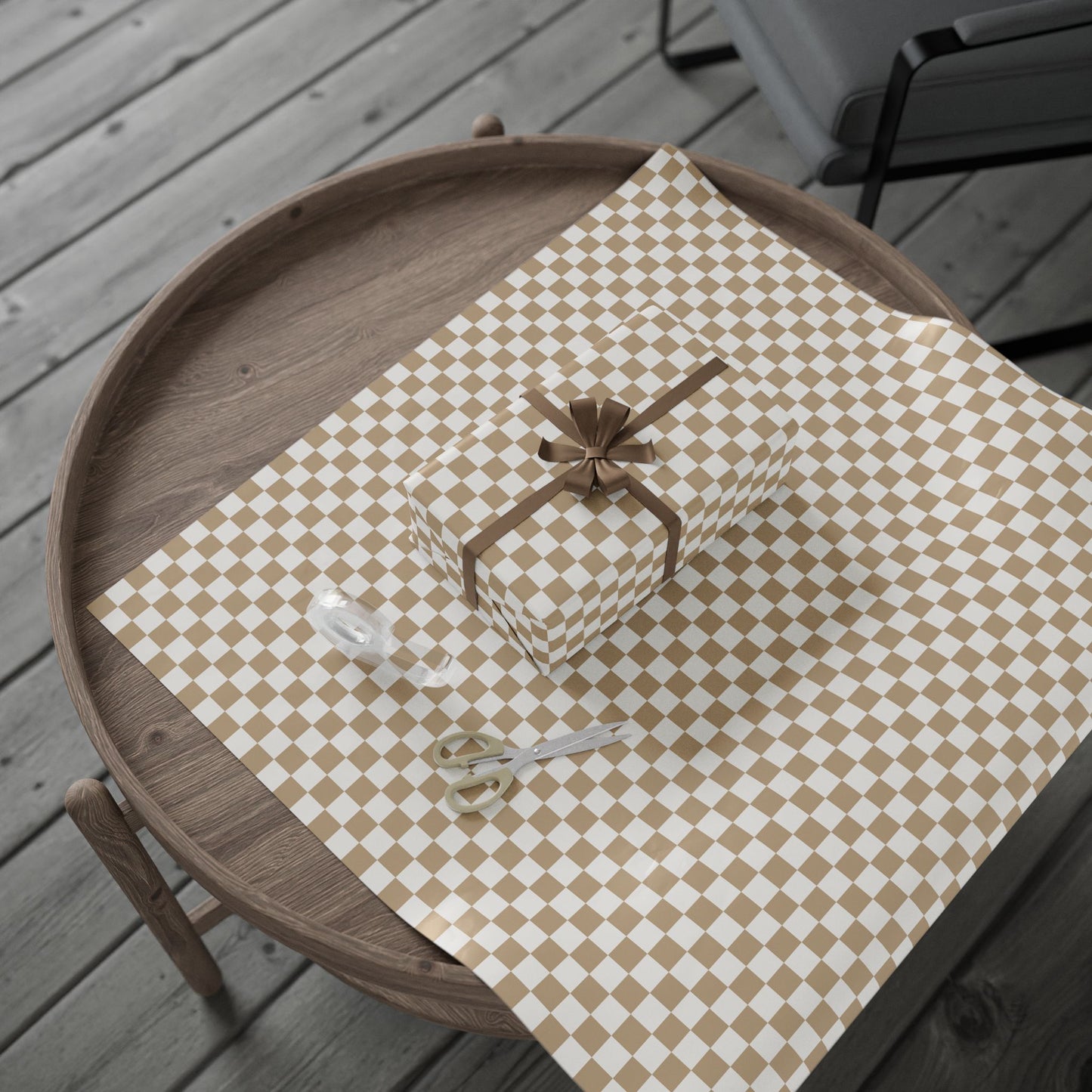 Neutral Chic Checkered Wrapping Paper