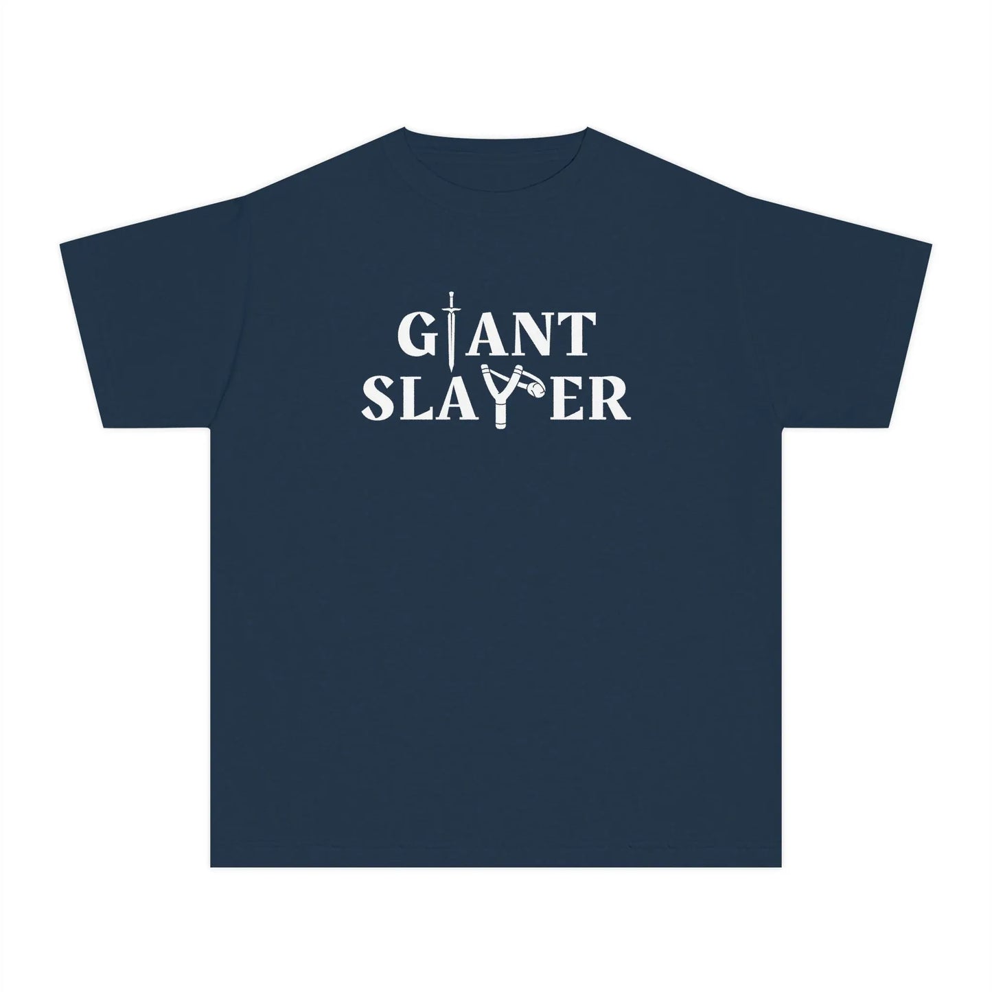 Giant Slayer Youth Shirt, Biblical Inspiration Tshirt, Gift for Kids, Warrior Tee, Popular Christian Childrens T-Shirt, Bible Verse Shirt Printify