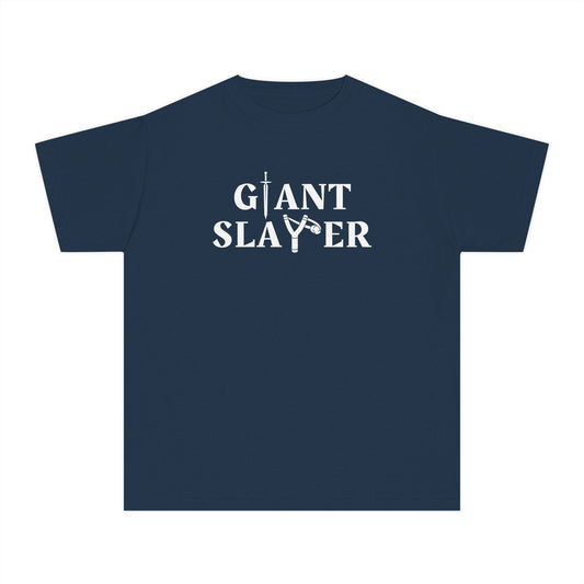 Giant Slayer Youth Shirt, Biblical Inspiration Tshirt, Gift for Kids, Warrior Tee, Popular Christian Childrens T-Shirt, Bible Verse Shirt