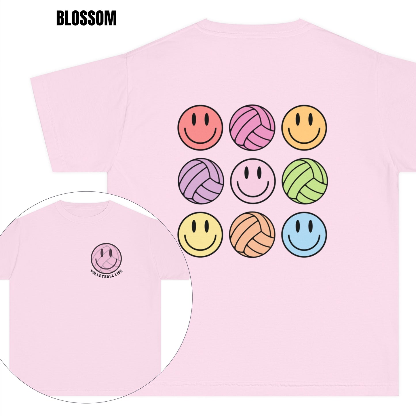 YOUTH Retro Volleyball Life Smiley T-shirt