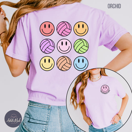 Retro Volleyball Life Smiley Cropped T-Shirt