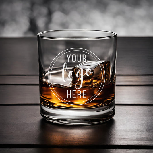 Custom Logo Whiskey Bar Glass, Corporate Gifts for Employees, Your Logo Here, Company Logo Gifts, Corporate Gifts with Logo Rocks Glass