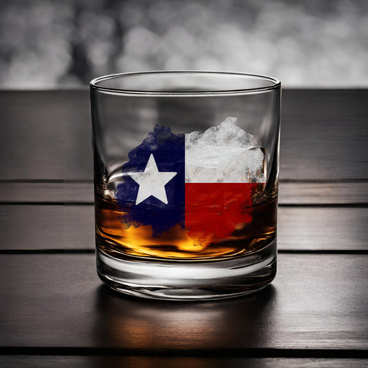 Texas Flag Whiskey Bar Glass, Father's Day Gift, Groomsmen, Best Man, Bridal Party Gift, Whiskey Connoisseur, Texas Pride