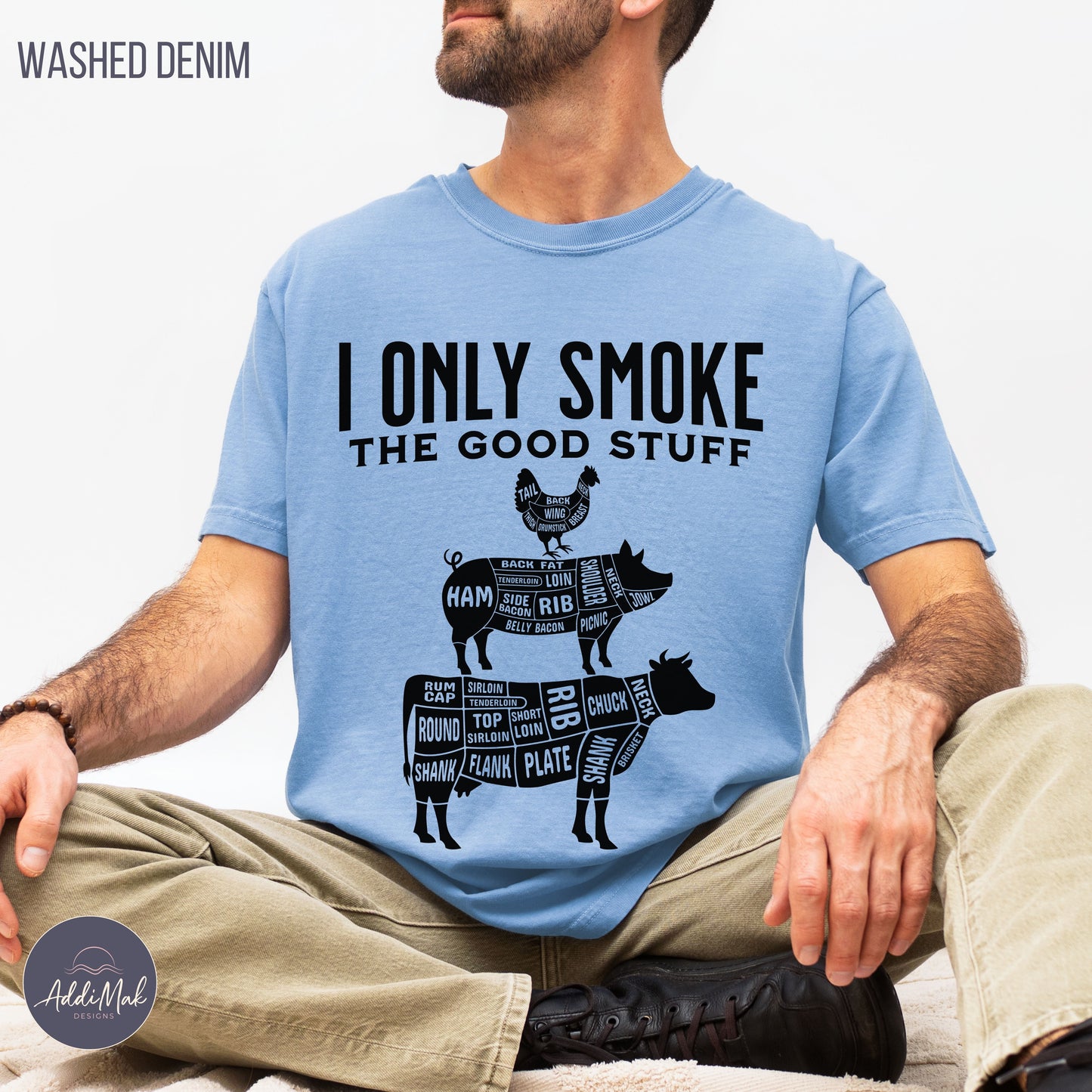 I Only Smoke The Good Stuff T-Shirt | Funny BBQ Shirt for Men | Pitmaster Gift | Smoker Dad Tee