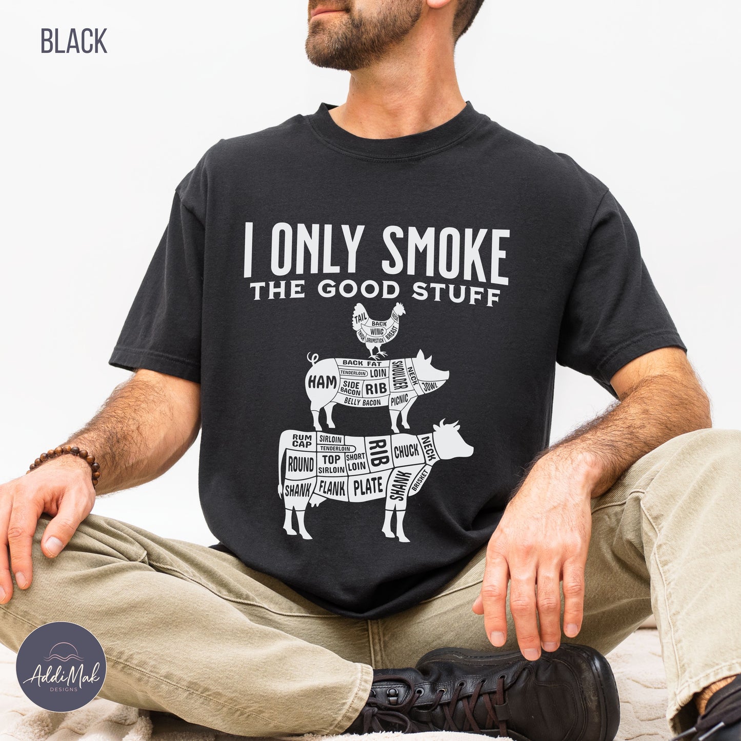 I Only Smoke The Good Stuff T-Shirt | Funny BBQ Shirt for Men | Pitmaster Gift | Smoker Dad Tee