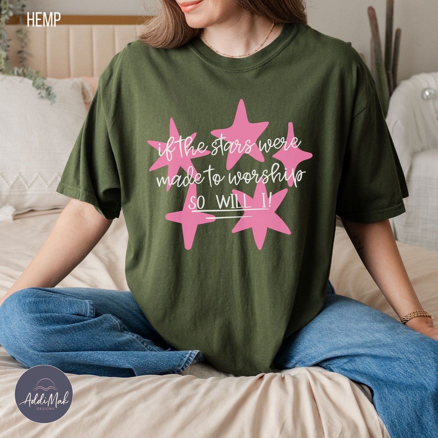 If The Stars Were Made To Worship So Will I T-Shirt | Christian Women's Faith Tee | Worship Shirt for Women