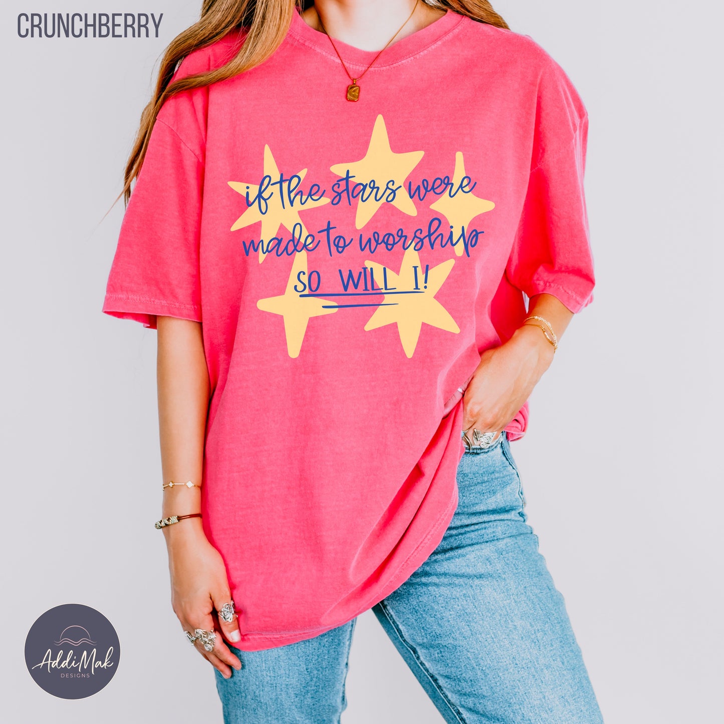 If The Stars Were Made To Worship So Will I T-Shirt | Christian Women's Faith Tee | Worship Shirt for Women