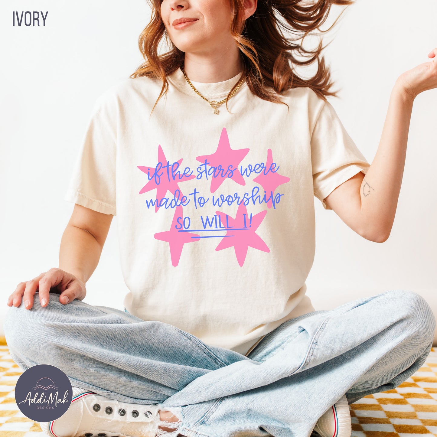 If The Stars Were Made To Worship So Will I T-Shirt | Christian Women's Faith Tee | Worship Shirt for Women