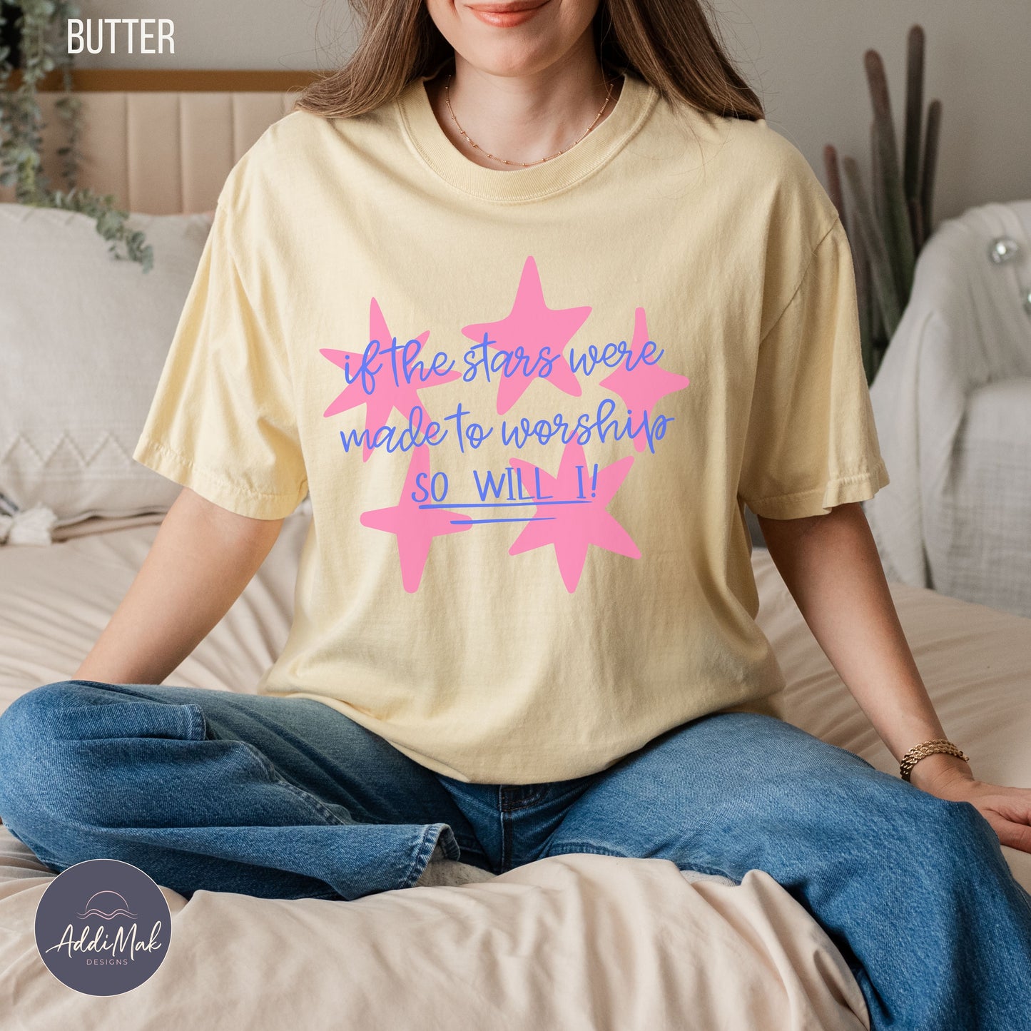 If The Stars Were Made To Worship So Will I T-Shirt | Christian Women's Faith Tee | Worship Shirt for Women