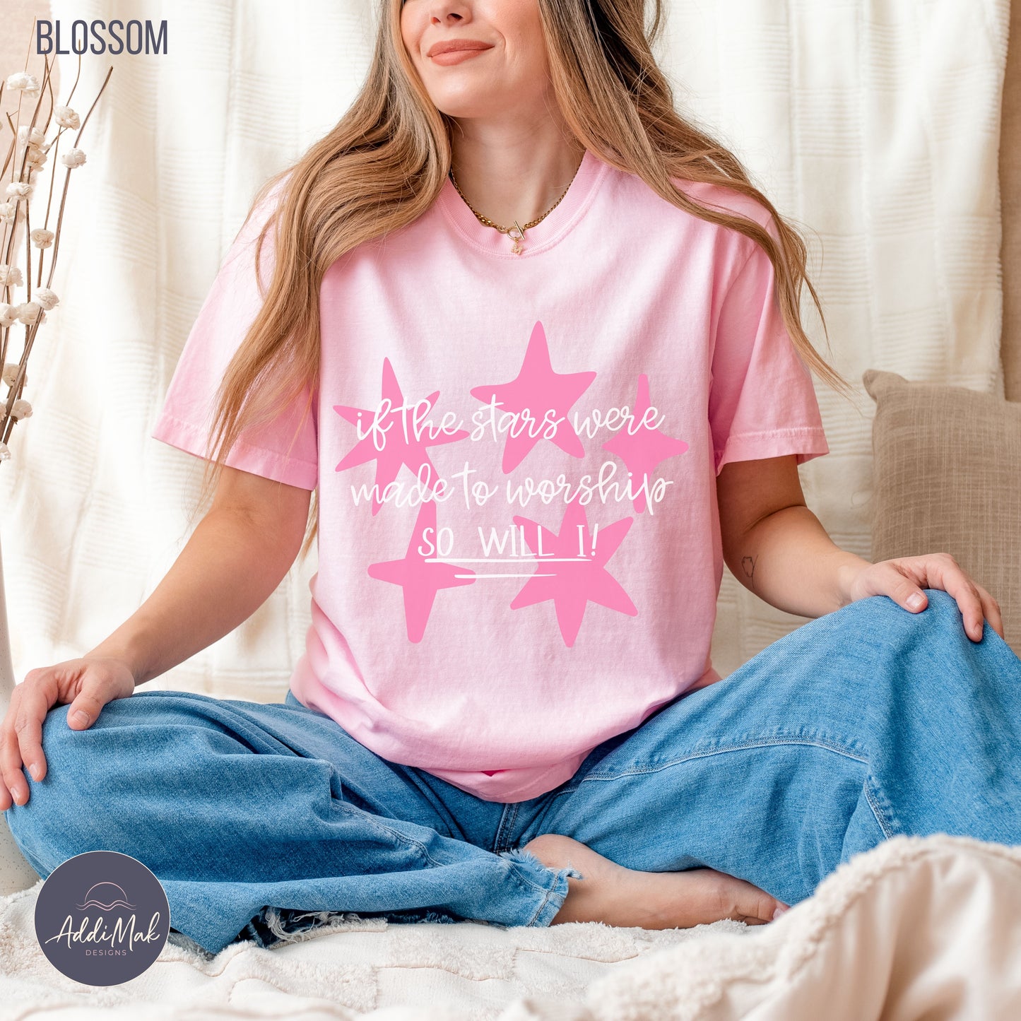 If The Stars Were Made To Worship So Will I T-Shirt | Christian Women's Faith Tee | Worship Shirt for Women