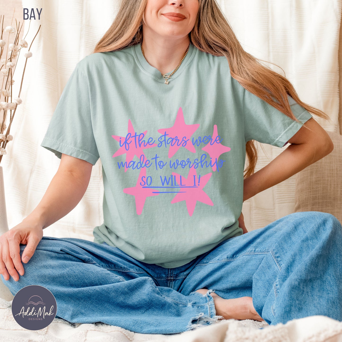 If The Stars Were Made To Worship So Will I T-Shirt | Christian Women's Faith Tee | Worship Shirt for Women