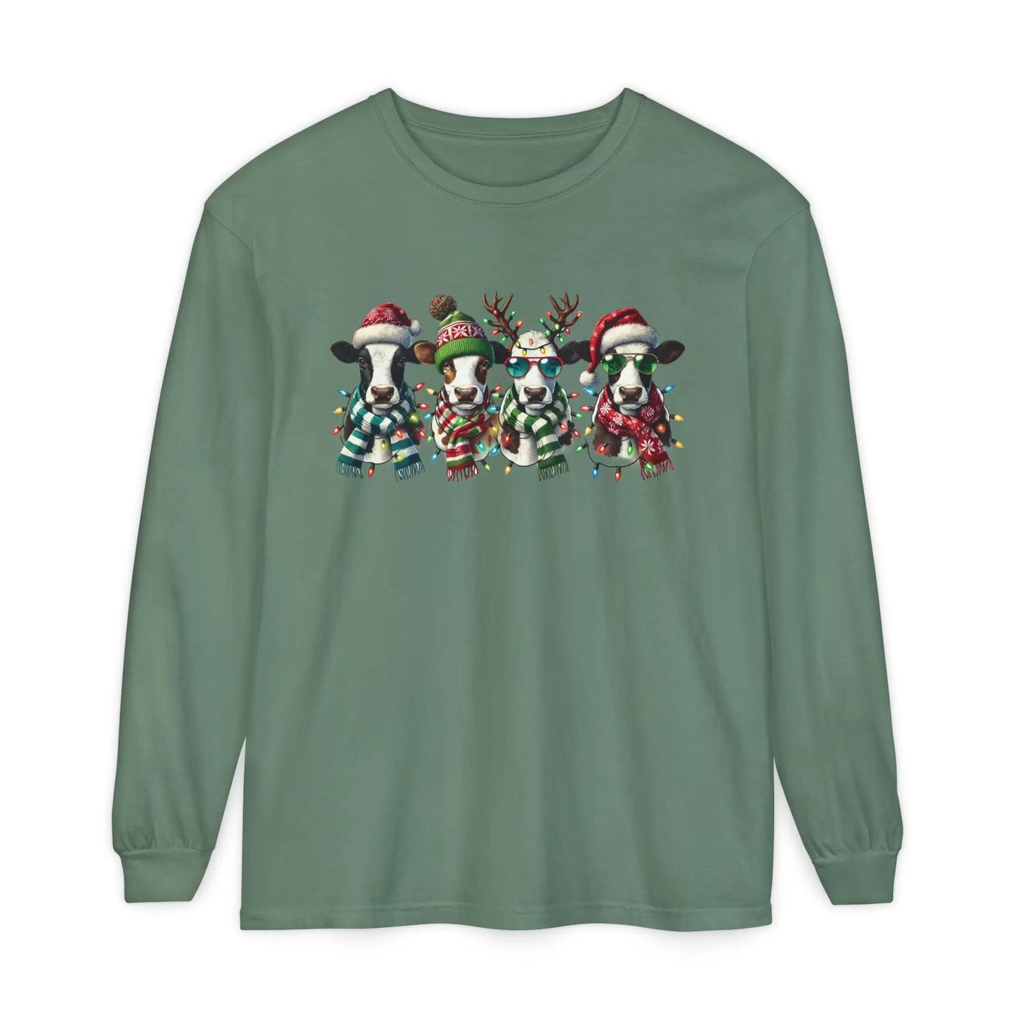 Christmas Cows Long Sleeve T-Shirt Printify