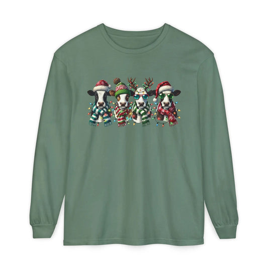 Christmas Cows Long Sleeve T-Shirt Printify