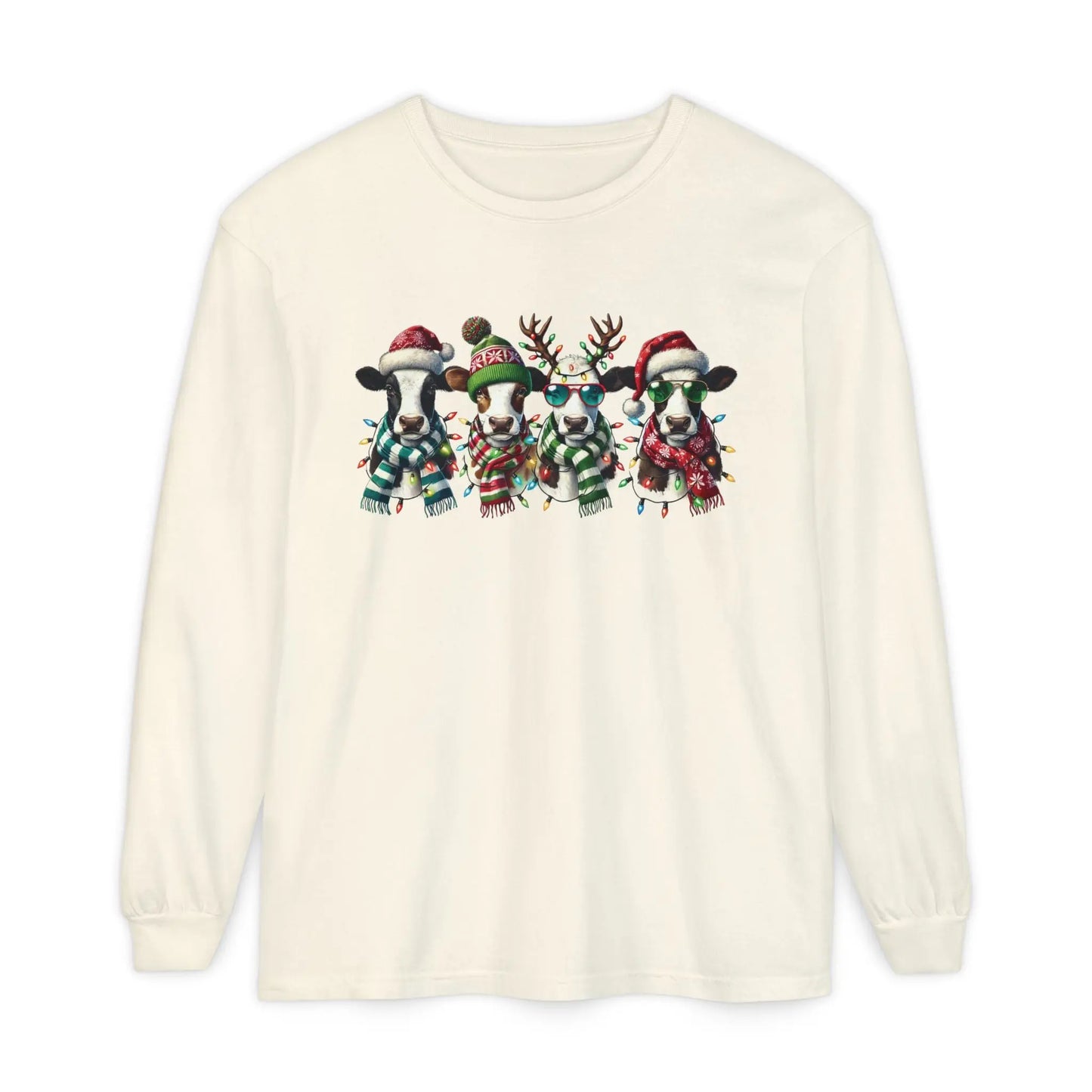 Christmas Cows Long Sleeve T-Shirt Printify