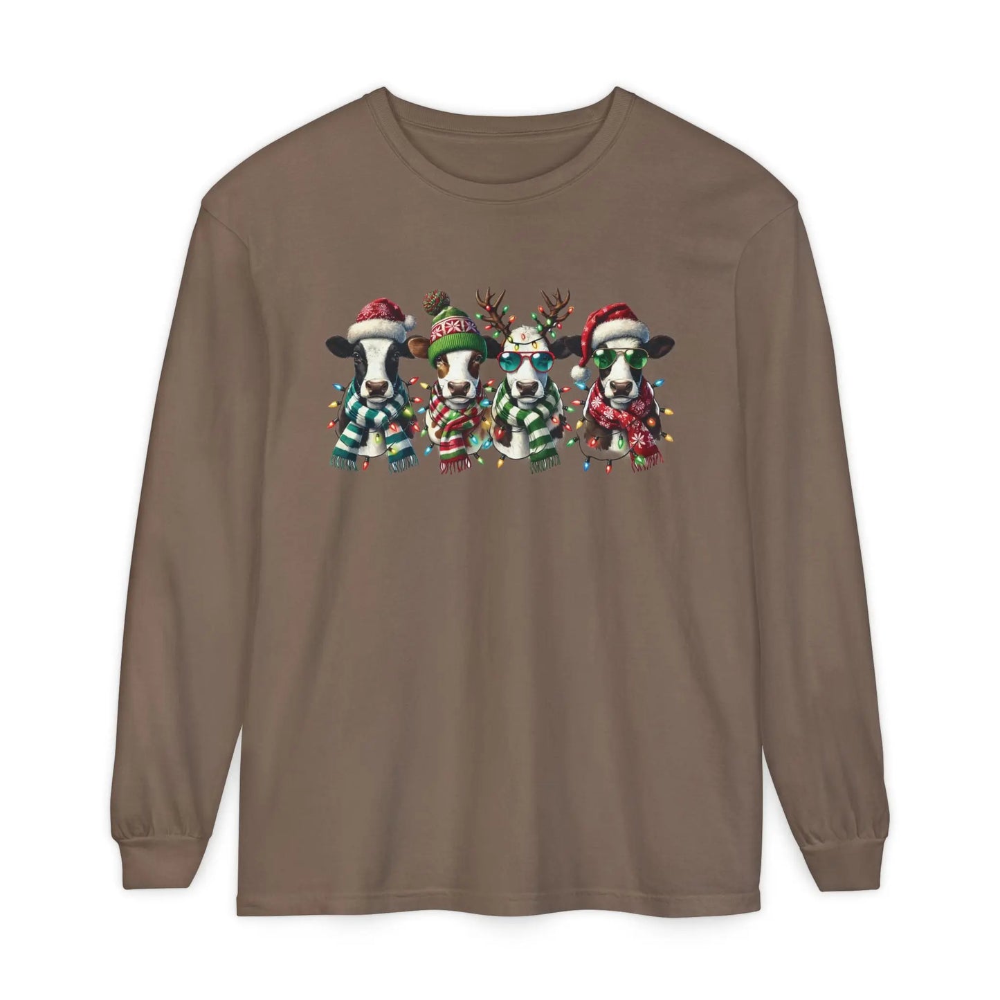 Christmas Cows Long Sleeve T-Shirt Printify