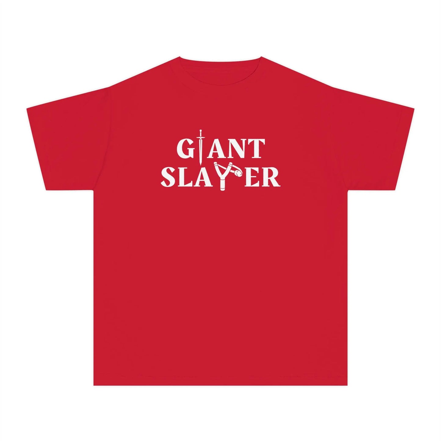 Giant Slayer Youth Shirt, Biblical Inspiration Tshirt, Gift for Kids, Warrior Tee, Popular Christian Childrens T-Shirt, Bible Verse Shirt Printify