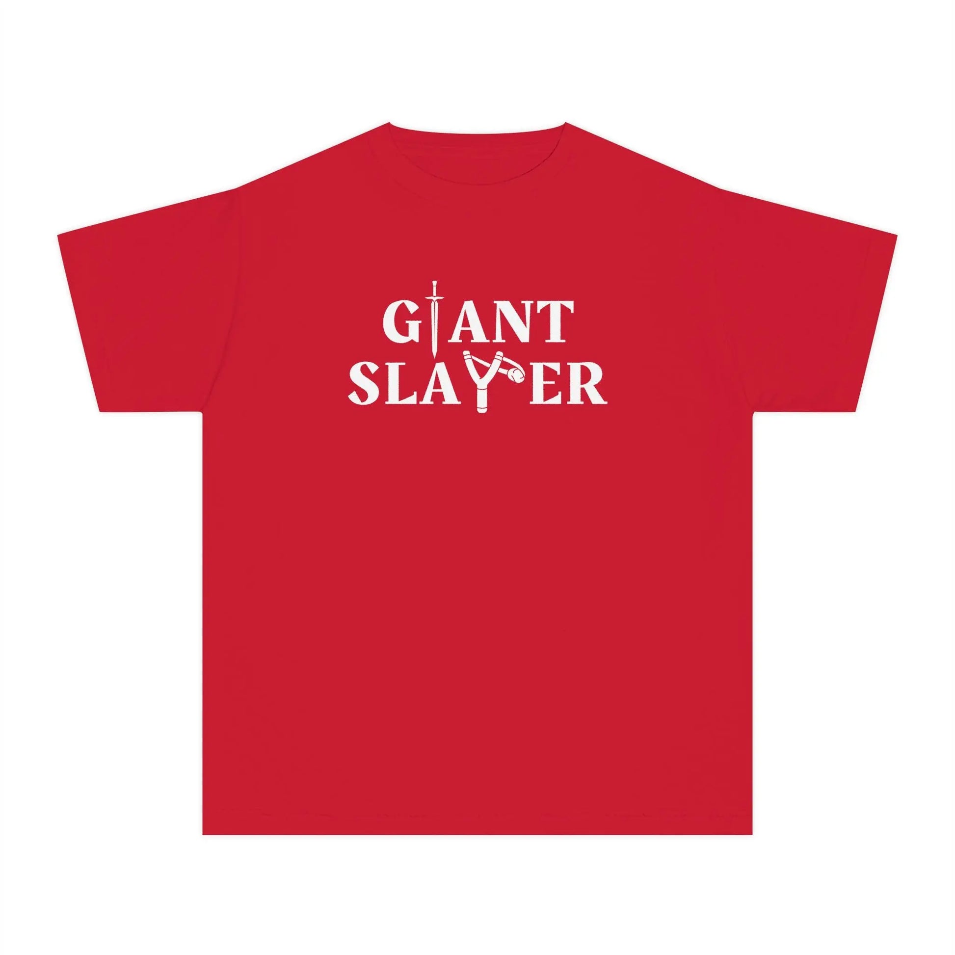 Giant Slayer Youth Shirt, Biblical Inspiration Tshirt, Gift for Kids, Warrior Tee, Popular Christian Childrens T-Shirt, Bible Verse Shirt Printify