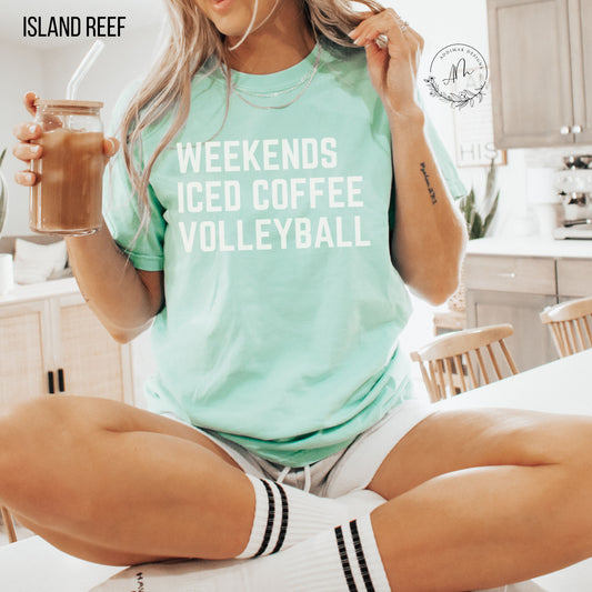 Weekends Iced Coffee Volleyball Tee