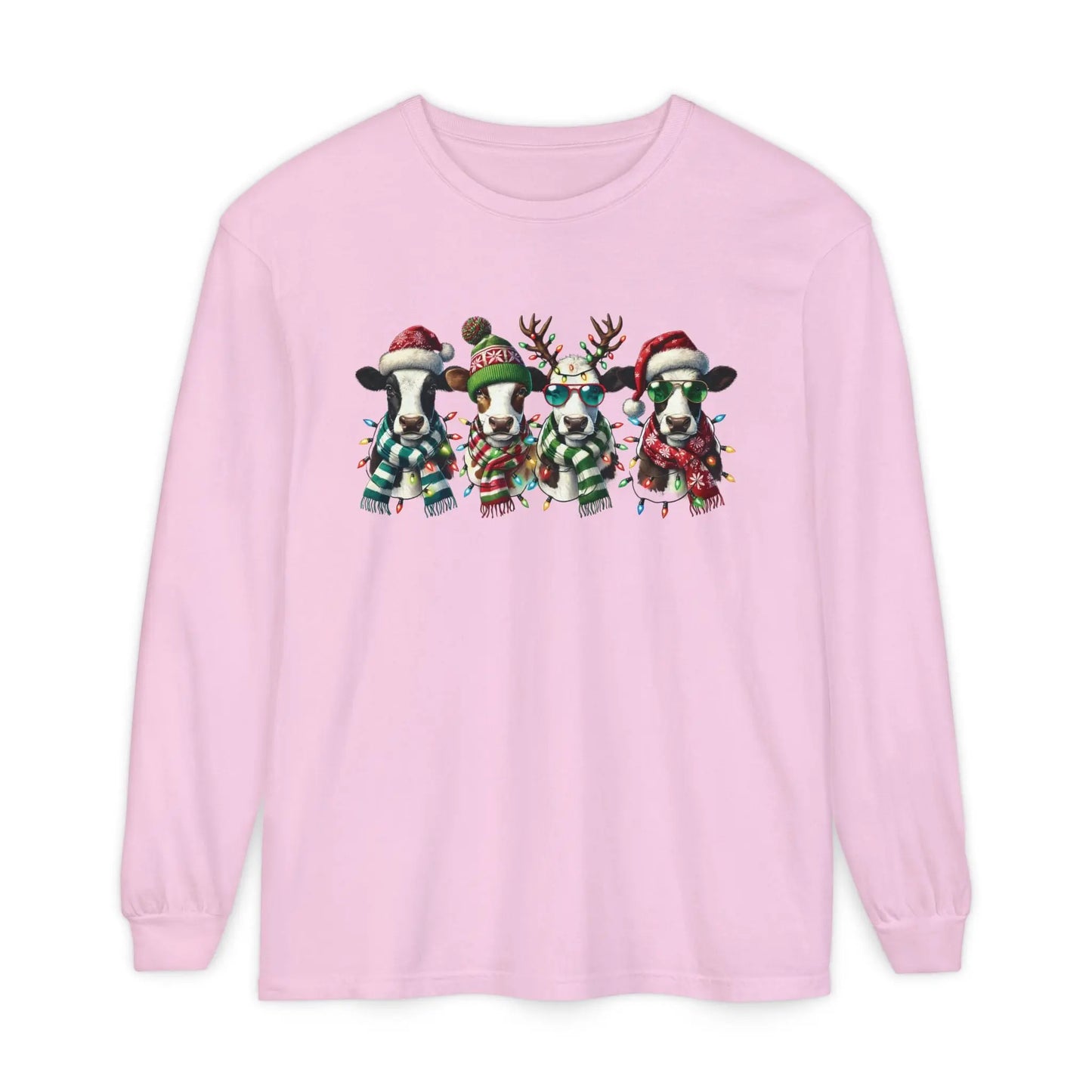 Christmas Cows Long Sleeve T-Shirt Printify