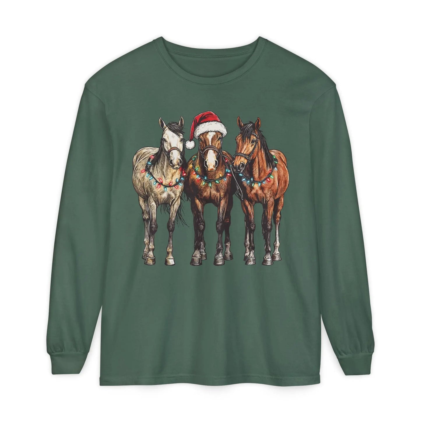 Christmas Horse Long Sleeve Shirt Printify