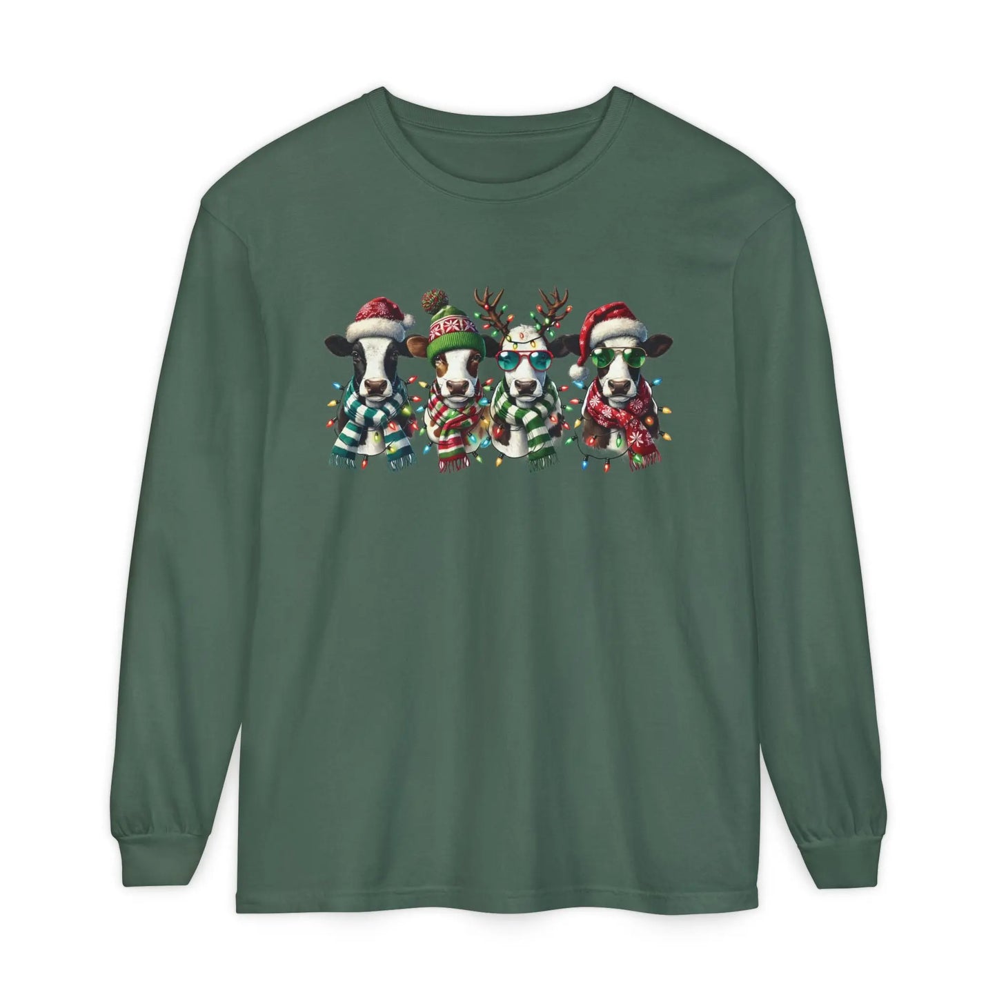 Christmas Cows Long Sleeve T-Shirt Printify