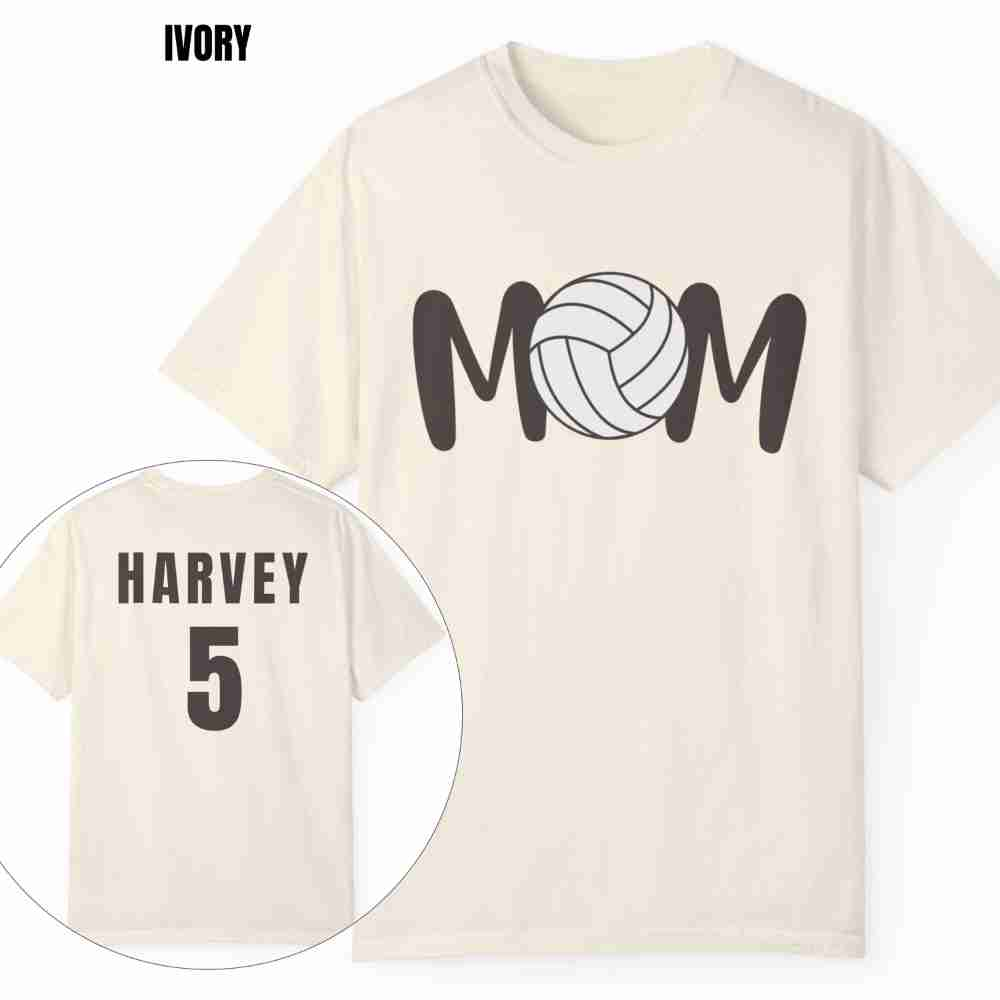 Custom MOM Volleyball Tee with Personalized Name and Number on Back