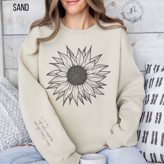 Sunflower (John 14:27 on Sleeve) Crewneck Sweatshirt
